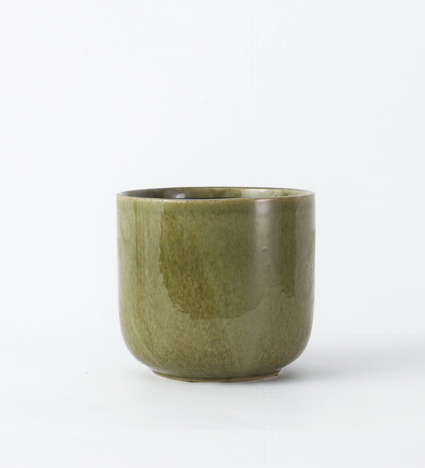 Olive Green Nine Gloss 14cm Pot