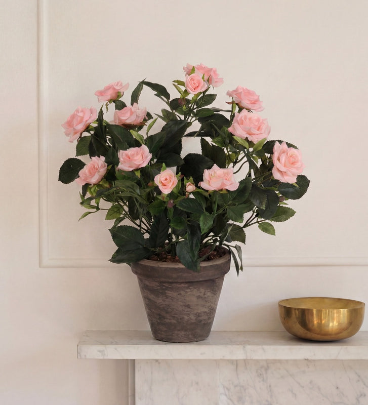 Artificial Rose & Grey Pot