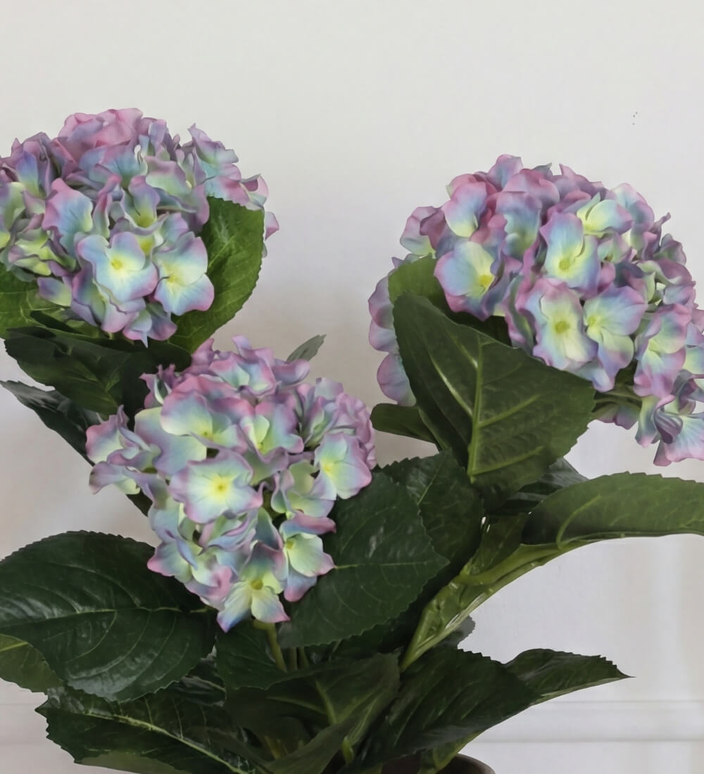 Artificial Hydrangea & Grey Pot