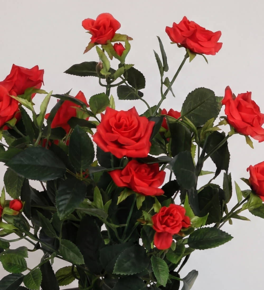 Artificial Rose & Grey Pot