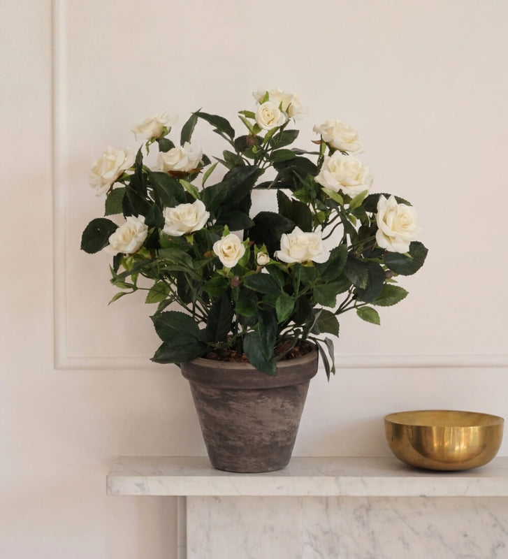 Artificial Rose & Grey Pot
