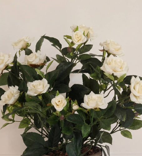 Artificial Rose & Grey Pot