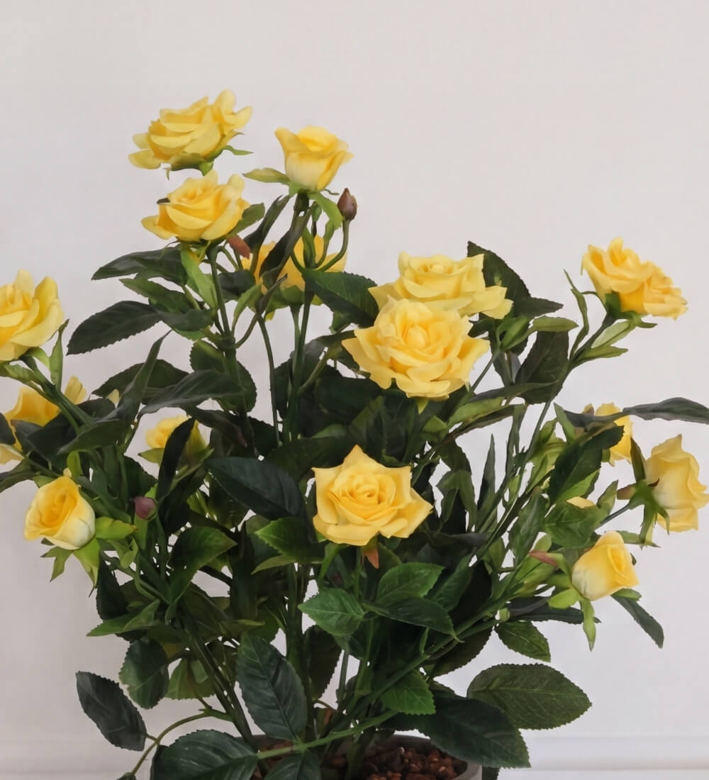 Artificial Rose & Grey Pot