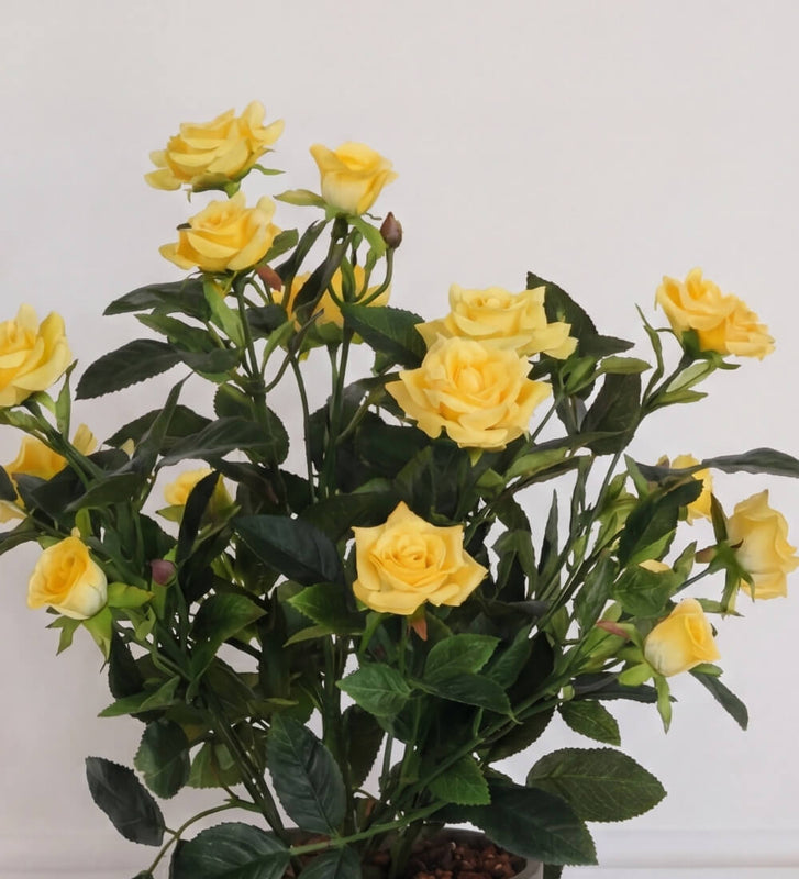 Artificial Rose & Grey Pot