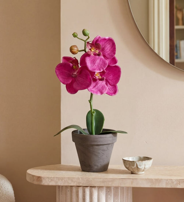 Artificial Magenta Orchid & Pot